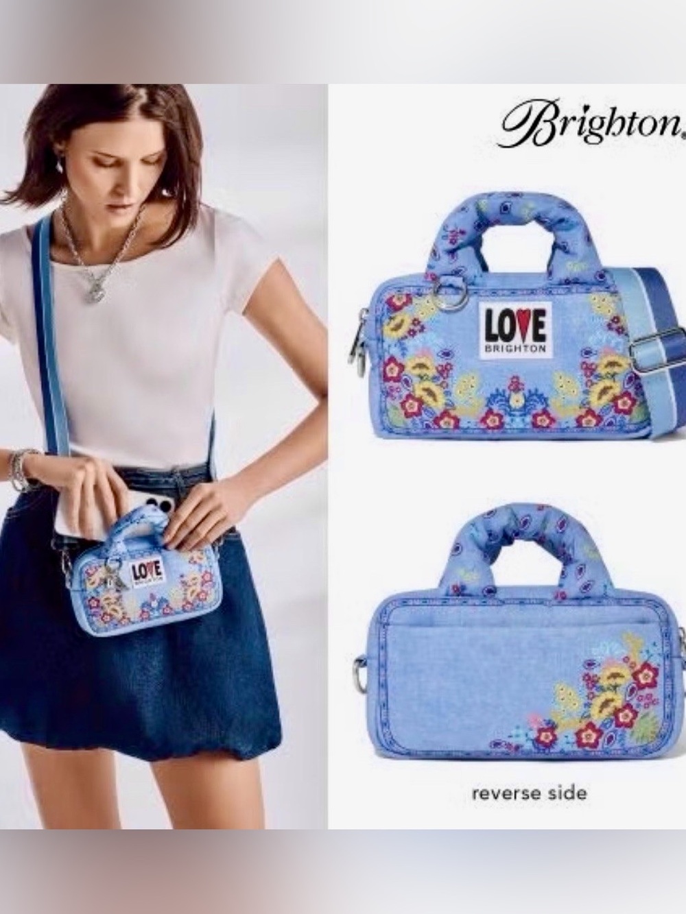 Brighton Love Blue Floral Crossbody Bag